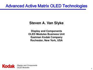 Advanced Active Matrix OLED Technologies