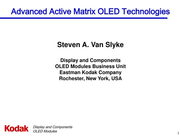 advanced active matrix oled technologies