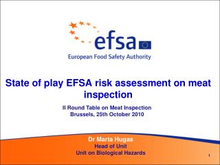 State of play EFSA risk assessment on meat inspection