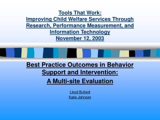 Tools That Work: Improving Child Welfare Services Through Research, Performance Measurement, and Information Technology