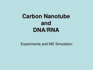 Carbon Nanotube and DNA/RNA