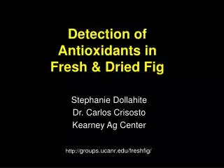 Detection of Antioxidants in Fresh &amp; Dried Fig