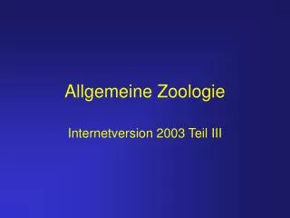 Allgemeine Zoologie