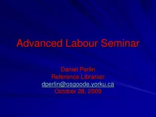 Advanced Labour Seminar