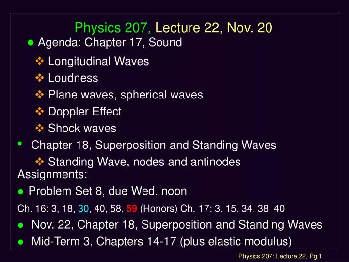 physics 207 lecture 22 nov 20