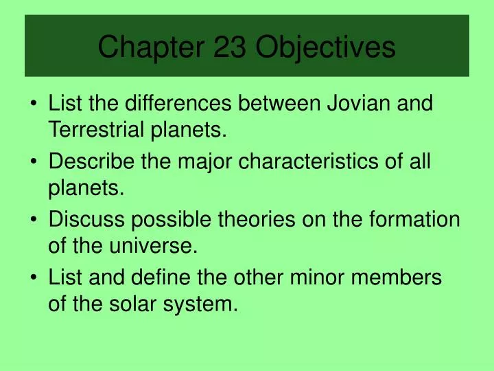 chapter 23 objectives
