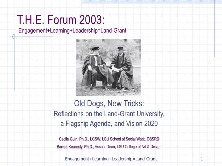 t h e forum 2003 engagement learning leadership land grant