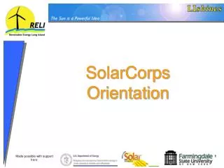 SolarCorps Orientation