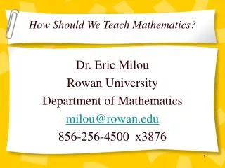How Should We Teach Mathematics?