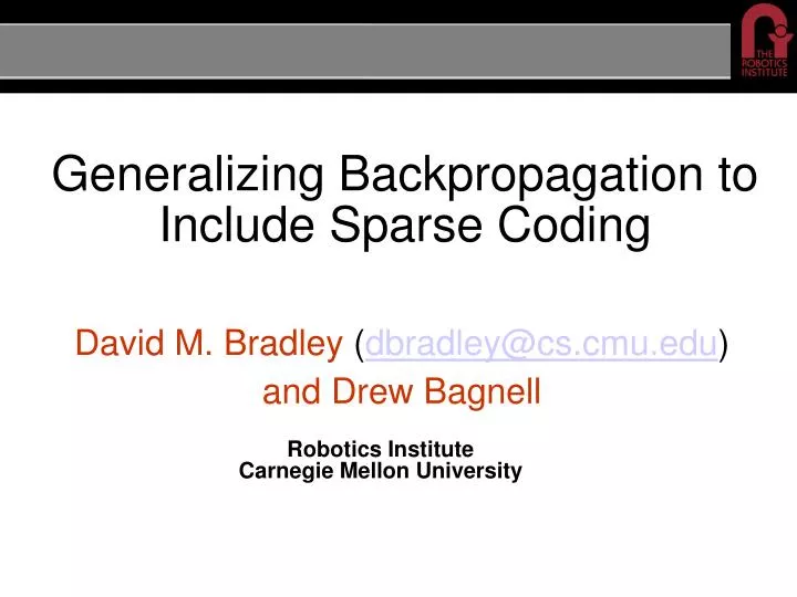 generalizing backpropagation to include sparse coding