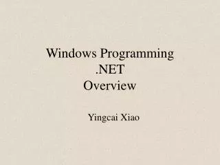 Windows Programming .NET Overview
