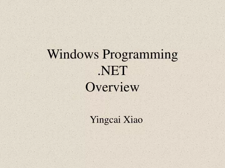 windows programming net overview