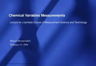 Chemical Variables Measurements