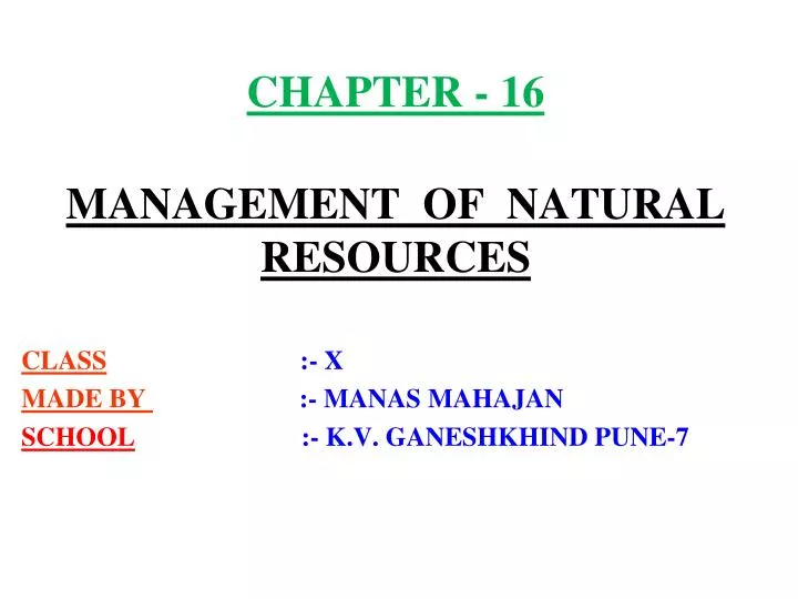 chapter 16 management of natural resources