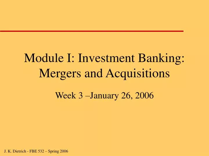 module i investment banking mergers and acquisitions