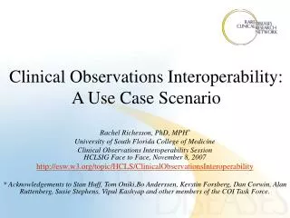 Clinical Observations Interoperability: A Use Case Scenario