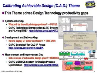 Calibrating Achievable Design (C.A.D.) Theme