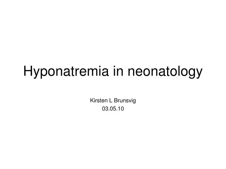 hyponatremia in neonatology