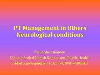 PT Management in Others Neurological conditions