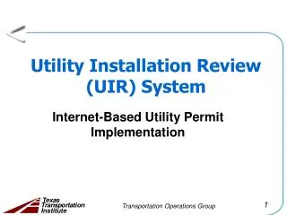Utility Installation Review (UIR) System