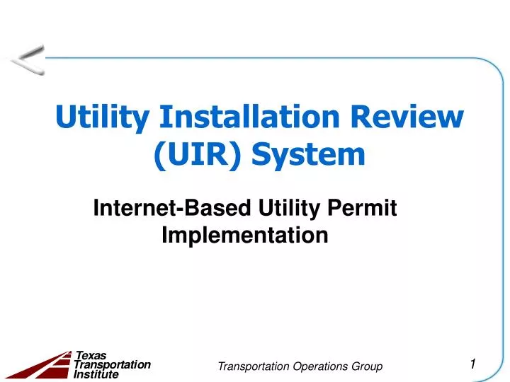 utility installation review uir system