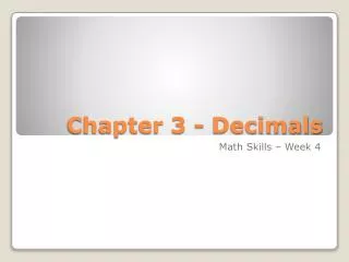 Chapter 3 - Decimals