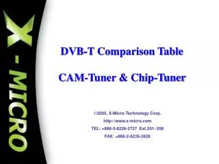 DVB-T Comparison Table CAM-Tuner &amp; Chip-Tuner