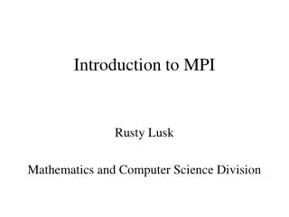 Introduction to MPI
