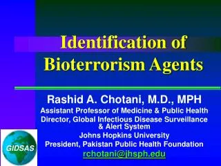 Identification of Bioterrorism Agents