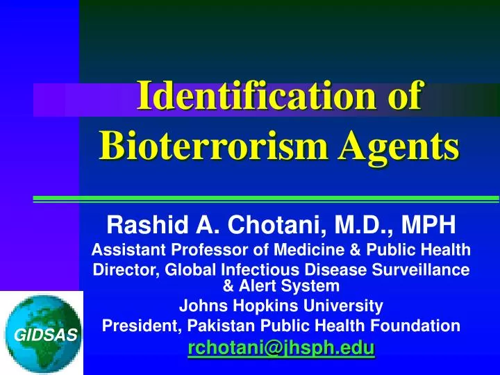 identification of bioterrorism agents