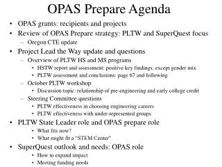 OPAS Prepare Agenda