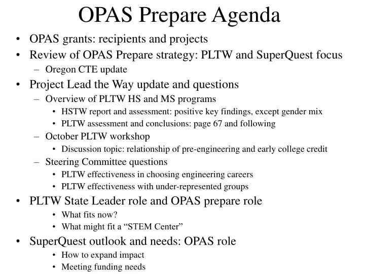 opas prepare agenda