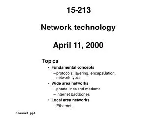 Network technology April 11, 2000