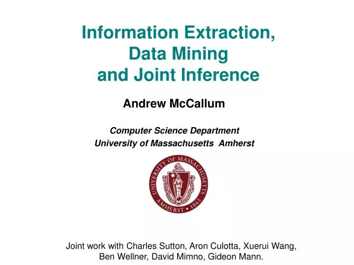 information extraction data mining and joint inference