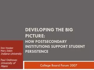 Developing the Big Picture: How Postsecondary Institutions Support Student Persistence