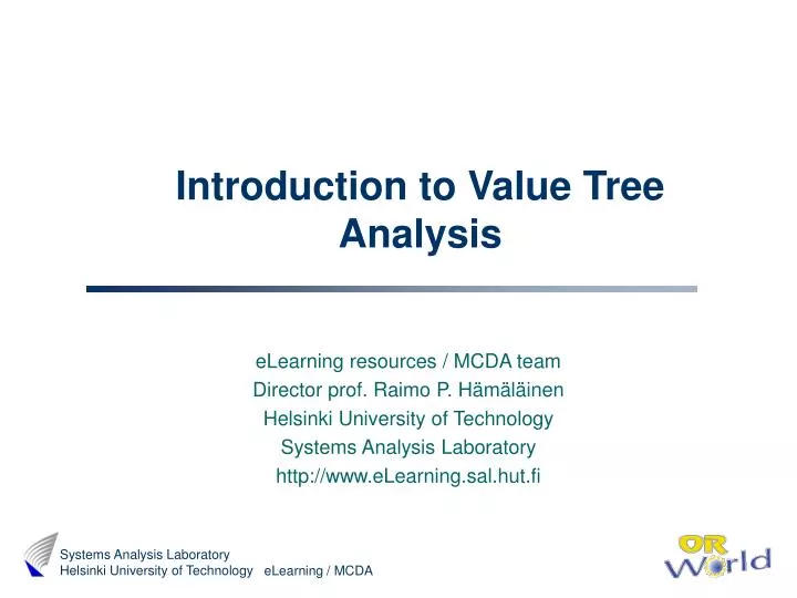 introduction to value tree analysis