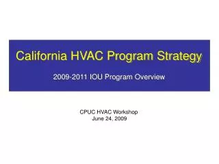California HVAC Program Strategy
