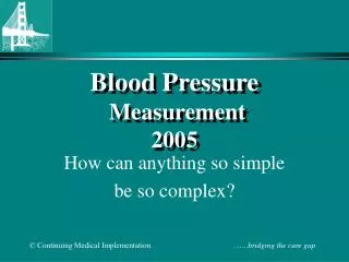 Blood Pressure Measurement 2005