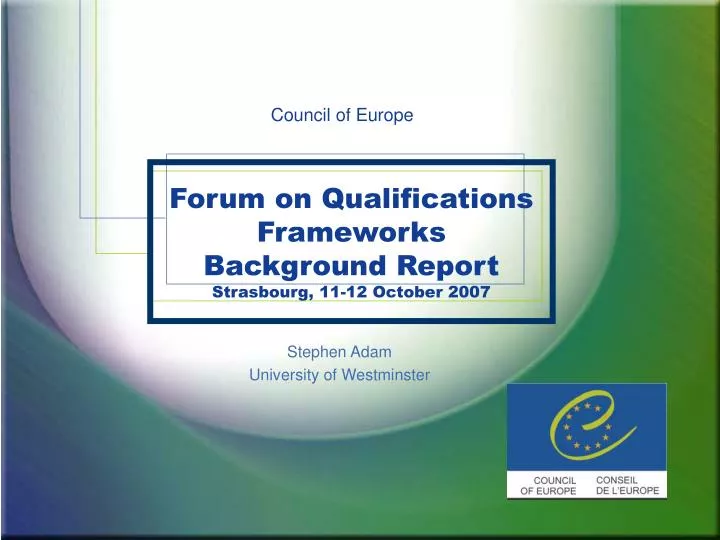 forum on qualifications frameworks background report strasbourg 11 12 october 2007