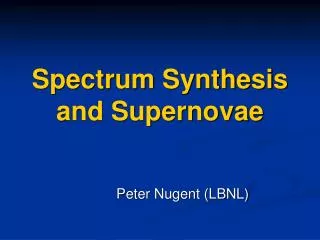 Spectrum Synthesis and Supernovae