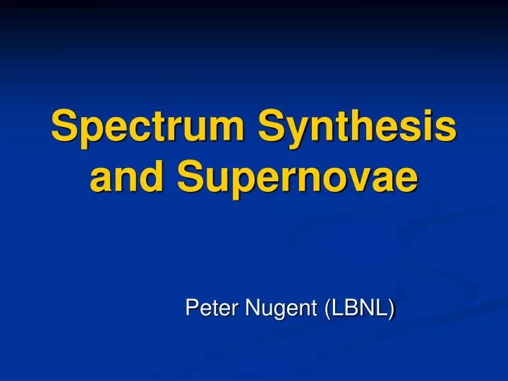 spectrum synthesis and supernovae