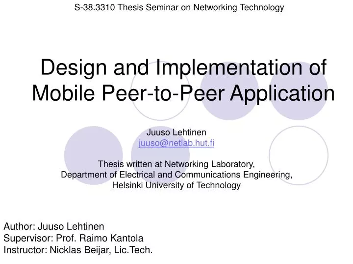 design and implementation of mobile peer to peer application