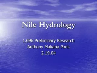 Nile Hydrology