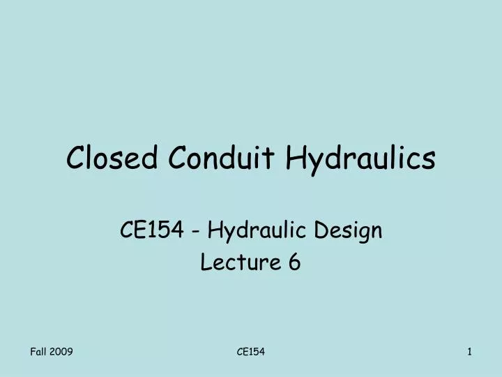 closed conduit hydraulics