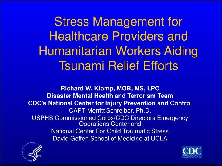 stress management for healthcare providers and humanitarian workers aiding tsunami relief efforts