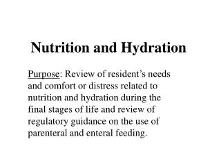 Nutrition and Hydration