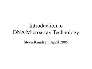 Introduction to DNA Microarray Technology