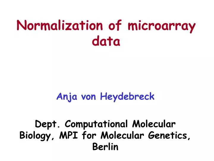 normalization of microarray data