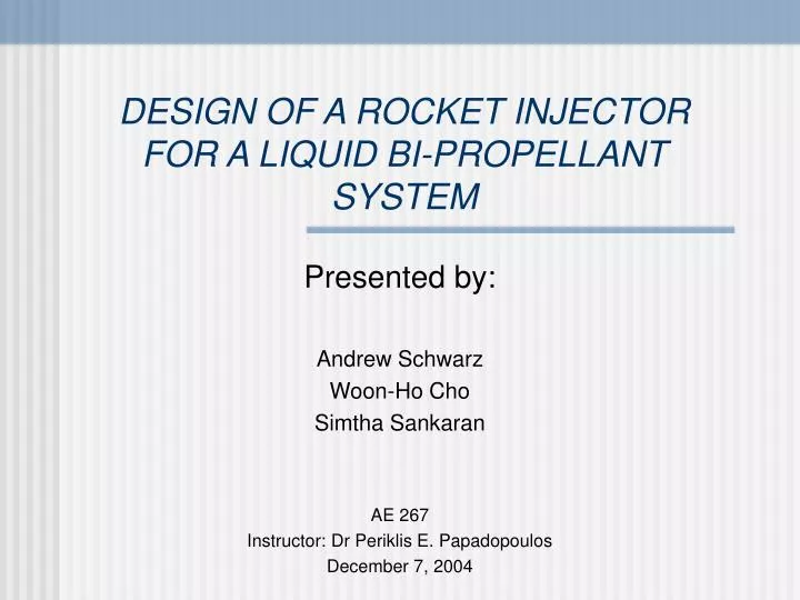 design of a rocket injector for a liquid bi propellant system