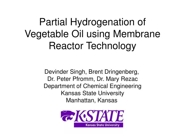 partial hydrogenation of vegetable oil using membrane reactor technology
